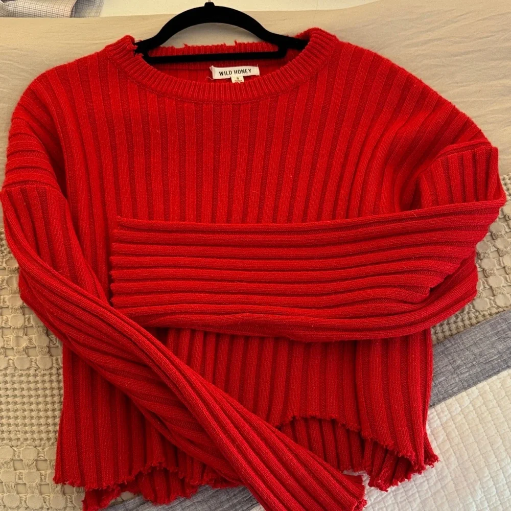Wild Honey Vibrant Red Ribbed Sweater - Picture 6 of 6